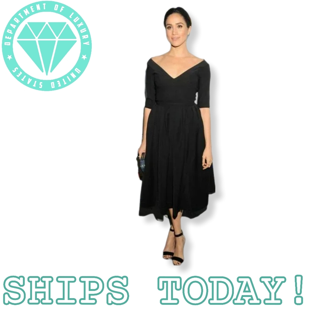 PREEN BY THORNTON BREGAZZI TED V-Neck Dress Meghan Markle Royal Duchess 2015 UN